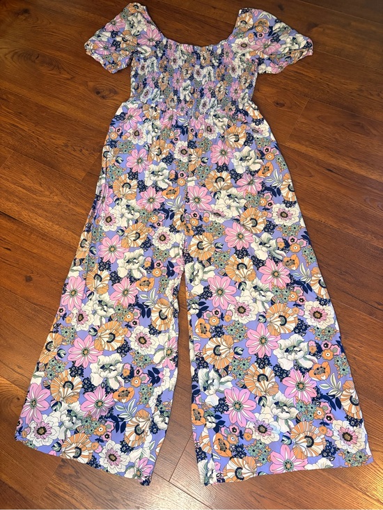 Dokotoo Pants - Dokotoo Floral square neckline stretch waistband Wide Leg Jumpsuit